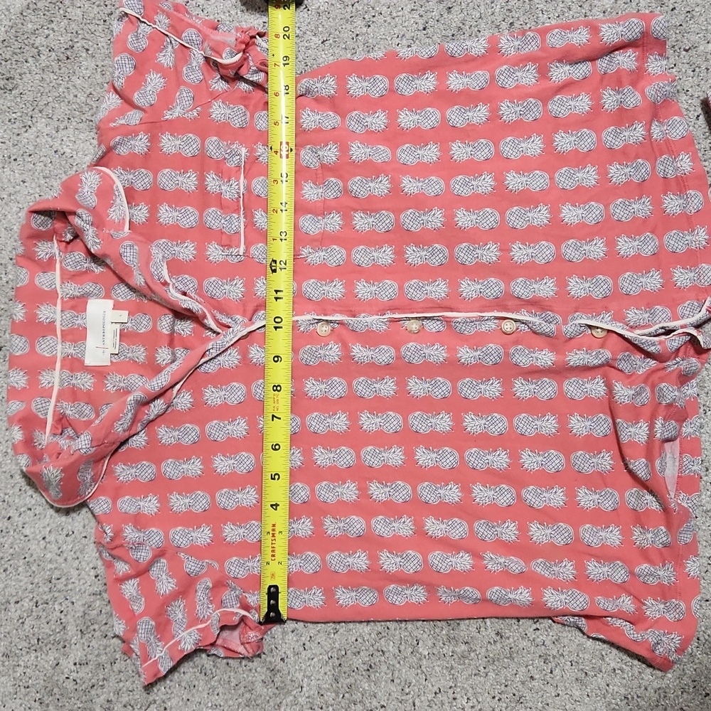 Anthropologie Coral Pineapple Short Sleeve/Shorts PJ Set in Size Large - Picture 3 of 14